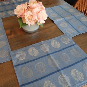 4 Beautiful Tropical Blue Sea Shells Placemats